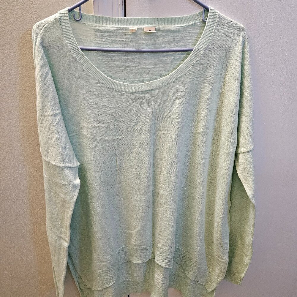 Anthropologie Moth Lightweight Knit Sweater Mint Green Large L Slouchy NeverWorn